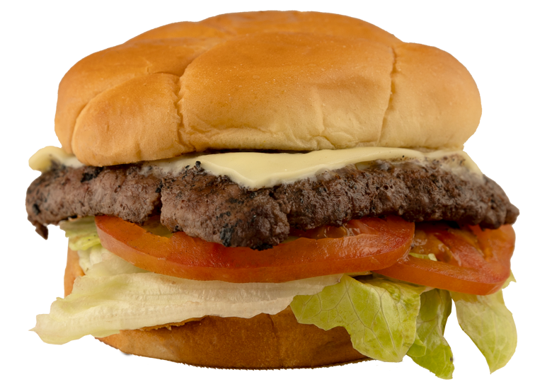 photo of Beef Barn's quarter pound cheese burger with lettuce and tomato option