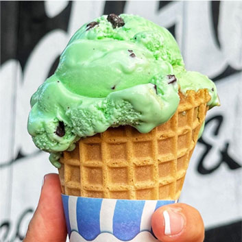 pistachio ice cream cone