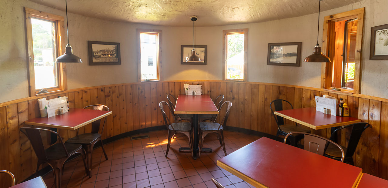 Dining room inside the Beef Barn silo in Bellingham MA