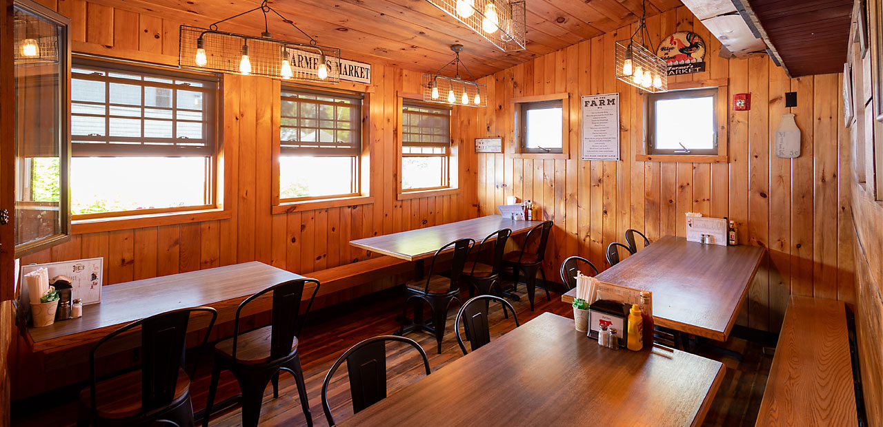 Looking into a side dining area at Beef Barn