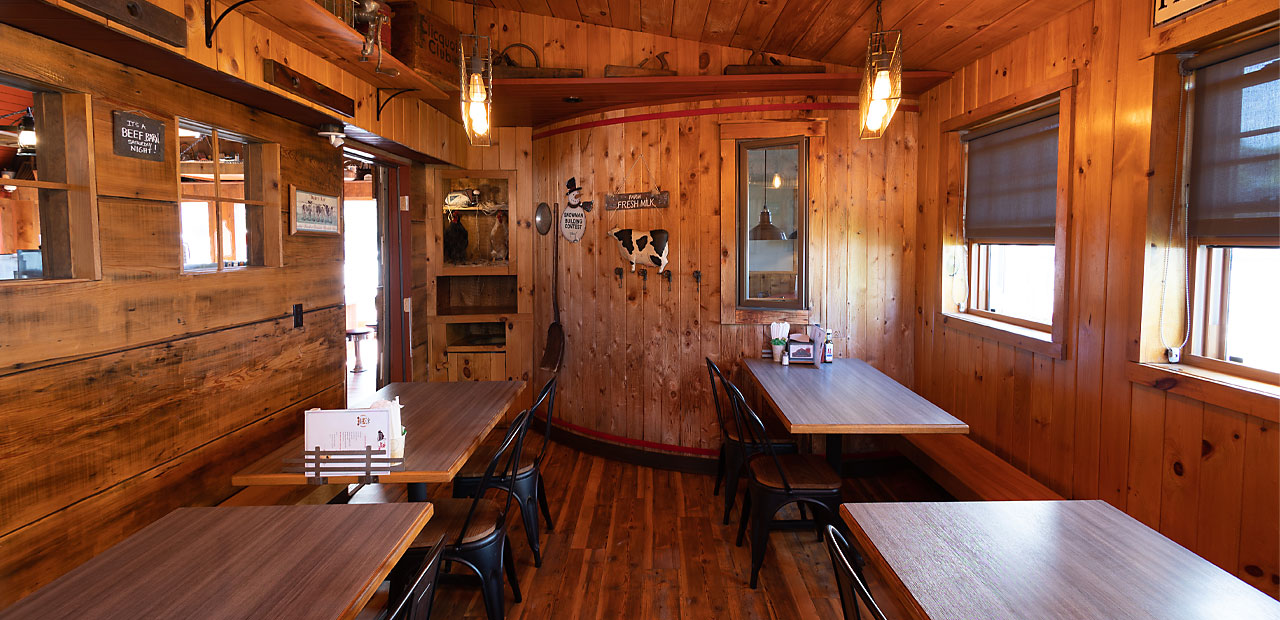 Another view of the side dining area at Beef Barn