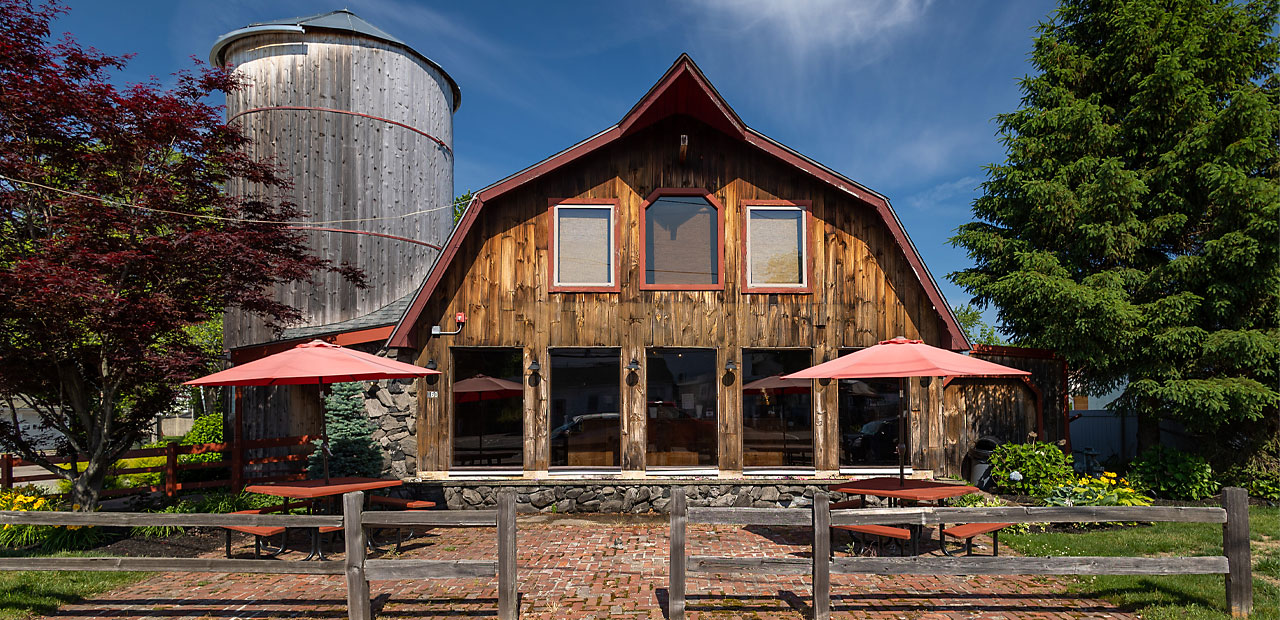 A view of the front barn and silo in Bellingham MA