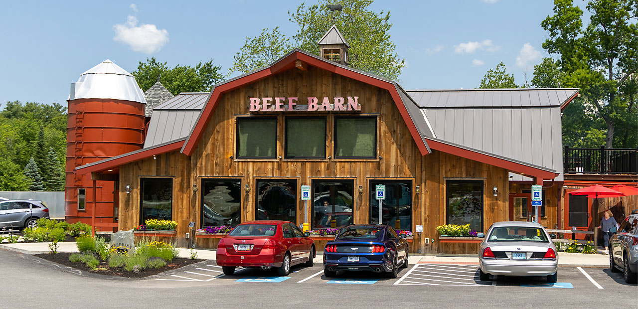 Front view of the barn and silo Beef Barn North Smithfield