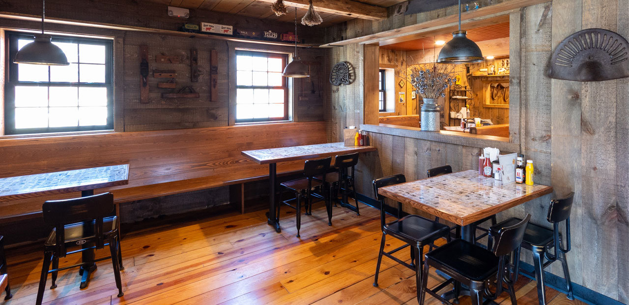 Another view inside the Tool Shed dining room