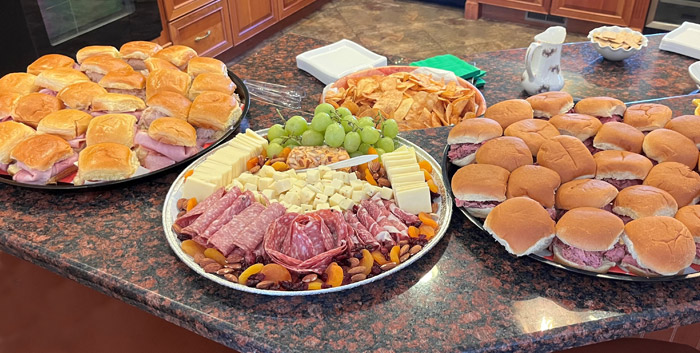 Catering from Beef Barn includes finger sandwiches, cheese, chips and more