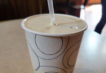 a coffee shake available at the beef barn